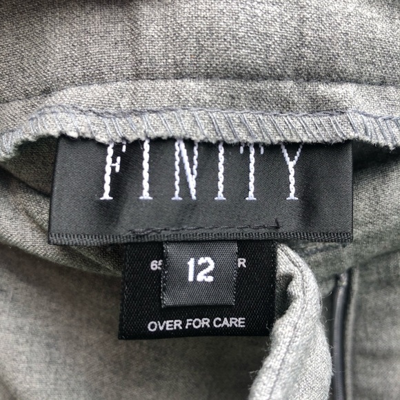 𝅺FINITY size 12 gray high waist wide leg cropped at ankle with cuff dress pants - Picture 4 of 13